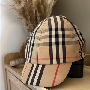 Burberry Tan and Black Checkered Cap